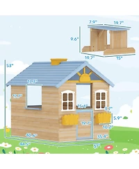 Outsunny 44.5" Wooden Playhouse for Kids Outdoor Garden Pretend Play Games