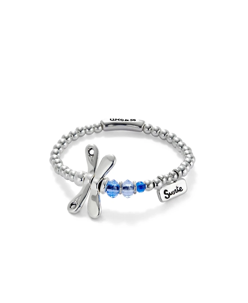 UNOde50 Sterling Silver Plated Blue Crystals Dragonfly Bracelet