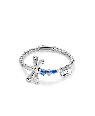 UNOde50 Sterling Silver Plated Blue Crystals Dragonfly Bracelet