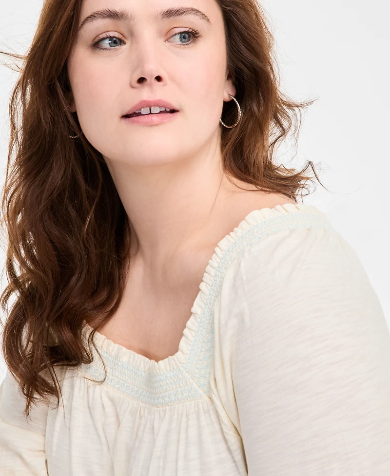 Style & Co Plus 3/4-Sleeve Top, Exclusively at Macy's