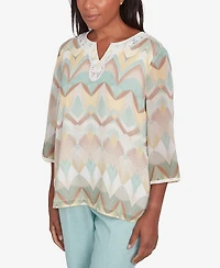 Alfred Dunner Women's Kensington Gardens Chevron Textured Top