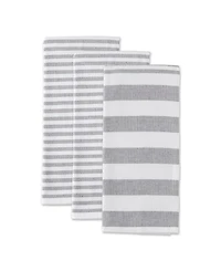 Design Imports Mineral French Terry Nautical Stripe Cotton Dishtowel 3 Pack Set, 18" x 28"