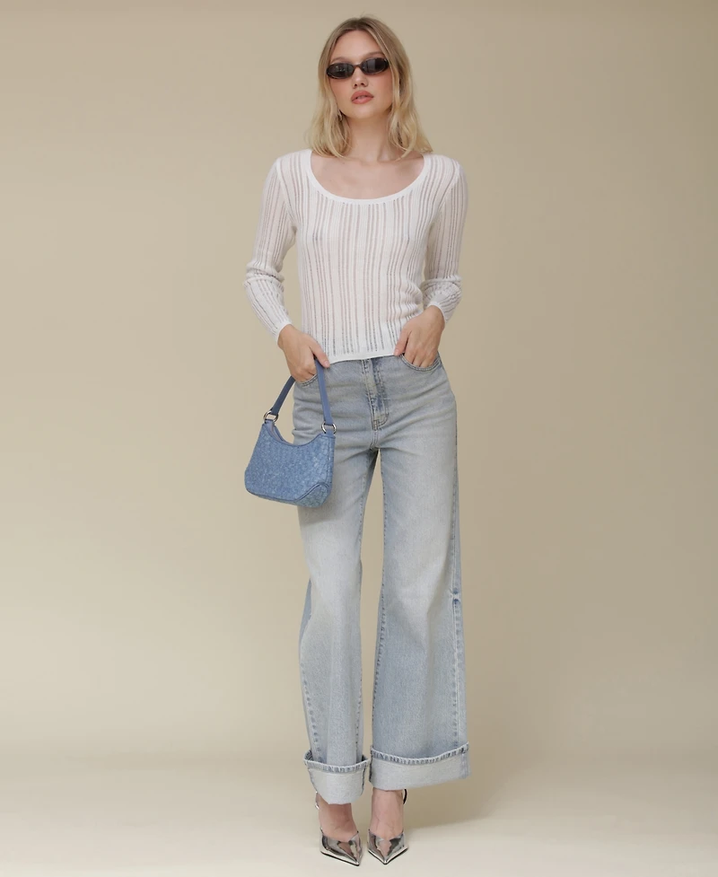 Avec Les Filles Women's Scoop-Neck Pullover Sweater