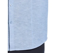 Cubavera Men's Big & Tall Linen Blend Tuck Panel Long Sleeve Button-Down Shirt