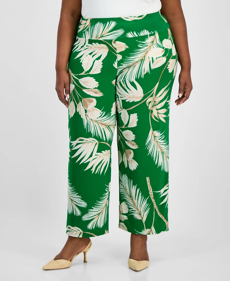 Anne Klein Plus Pull-On High-Rise Palazzo Pants