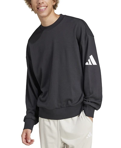 adidas Men's Essentials Three Bar Loose-Fit French Terry Sweatshirt