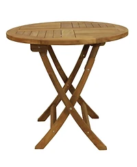 Outdoor Solid Teak Wood with Light Stained Finish Round Patio Dining Table - 32" - Light Brown