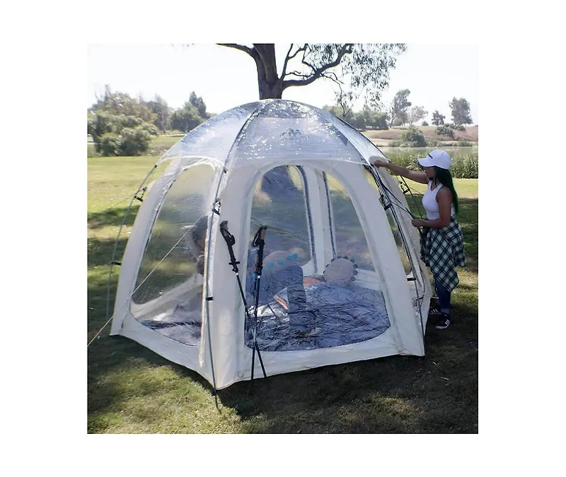 Nucleus Hexagon Tent 9.8FT with Screened Walls and Waterproof Cover, Ideal for Outdoor Picnics, Glamping, Camping, and Stylish Backyard Events