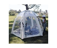 Nucleus Hexagon Tent 9.8FT with Screened Walls and Waterproof Cover, Ideal for Outdoor Picnics, Glamping, Camping, and Stylish Backyard Events
