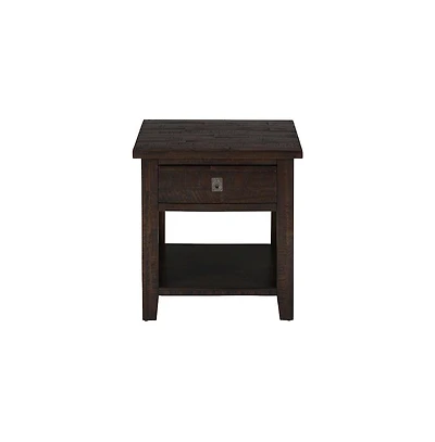 Kona Grove Distressed Rustic Solid Acacia Square End Table