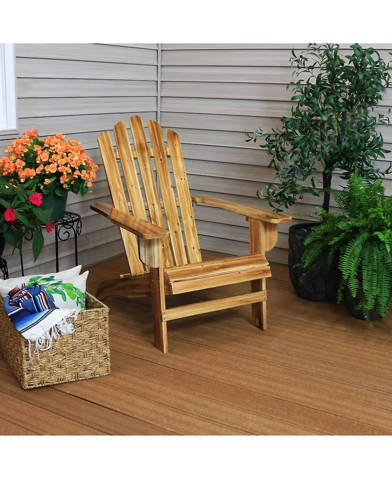 Outdoor Natural Fir Wood Rustic Lounge Backyard Patio Adirondack Chair