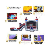 JumpOrange Titanium Commercial Grade Bounce House Water Slide Combo with Pool for Kids and Adults (with Blower), Basketball Hoop, Wet Dry Use, Outdoor