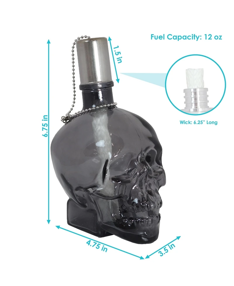 Grinning Skull Glass Tabletop Torches