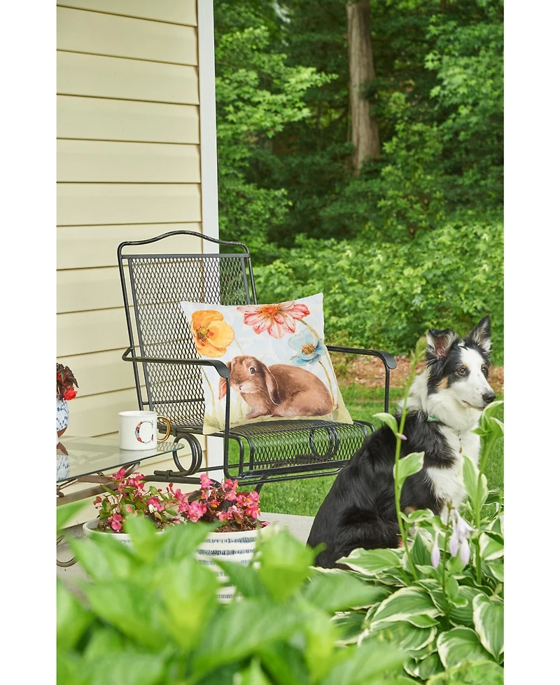18" x 18" Floppy Ear Bunny Spring Easter Spring Themed Indoor/Outdoor Accent Throw Pillow