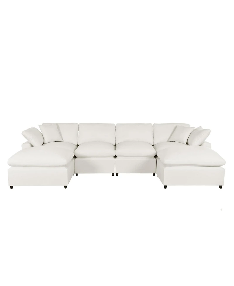 Modern Large U-Shape Sectional Sofa, 2 Large Chaise with Removable Ottomans for Living Room