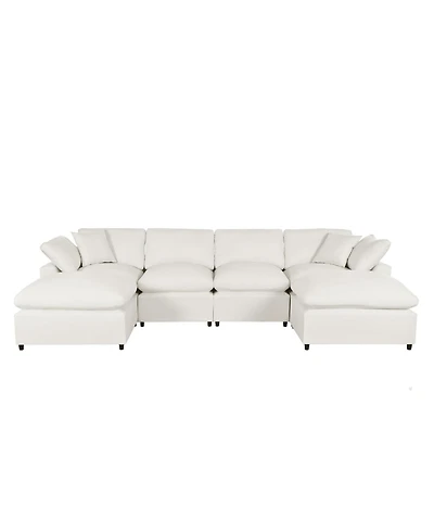 Modern Large U-Shape Sectional Sofa, 2 Large Chaise with Removable Ottomans for Living Room