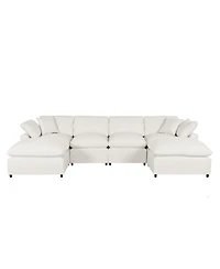 Modern Large U-Shape Sectional Sofa, 2 Large Chaise with Removable Ottomans for Living Room