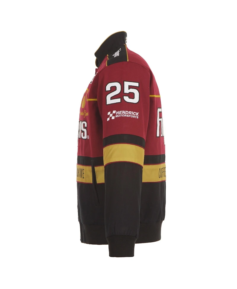 Jh Design Men's Maroon/Black Tim Richmond Folgers Twill Uniform Full-Snap Jacket