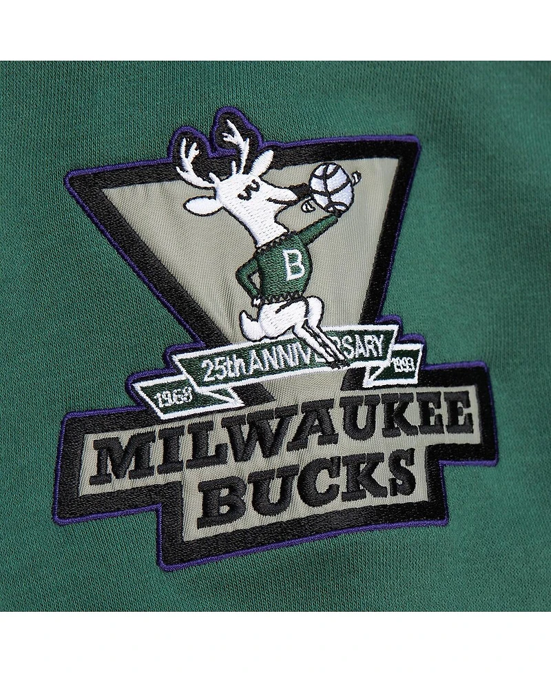 Mitchell & Ness Men's Heather Gray Milwaukee Bucks Hardwood Classics All Over 4.0 Pullover Sweatshirt