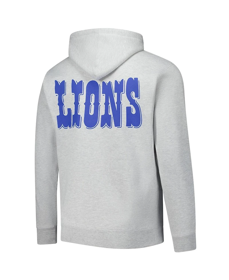 Mitchell & Ness Men's Heather Gray Calvin Johnson Detroit Lions Hall of Fame Player Graphic Pullover Hoodie