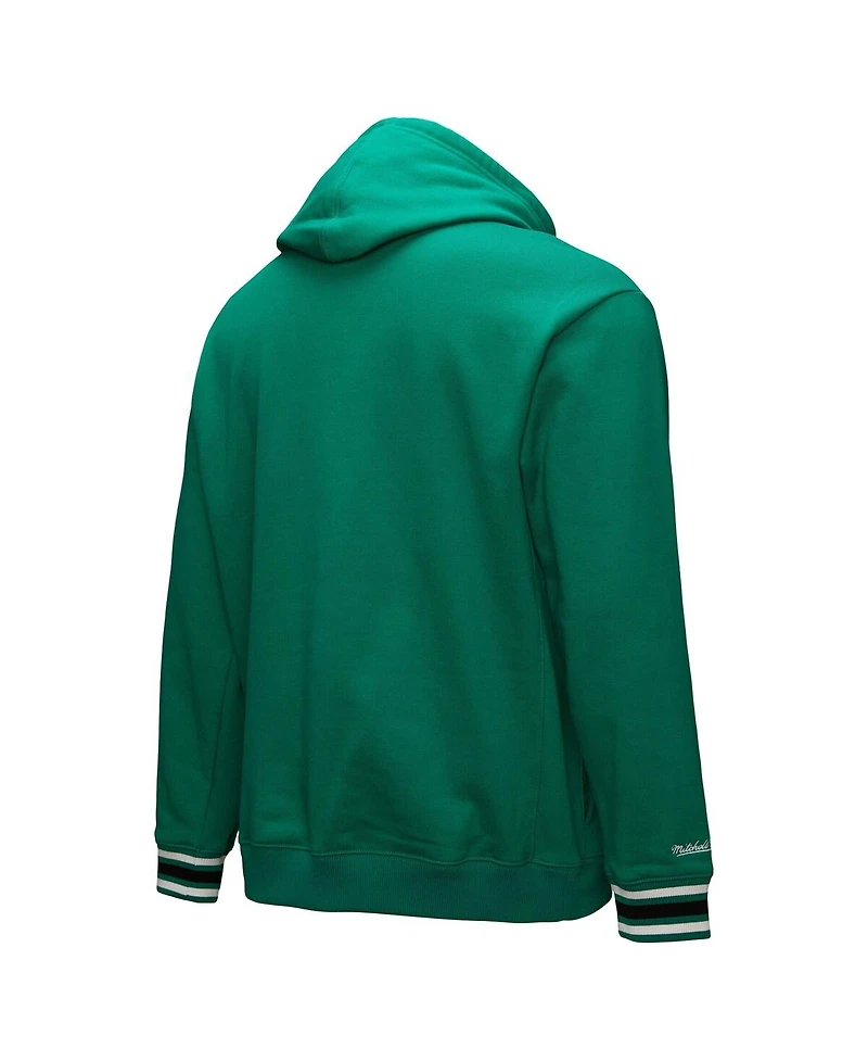 Mitchell & Ness Men's Kelly Green Boston Celtics Chainstitch Applique Vintage Heavyweight Pullover Hoodie