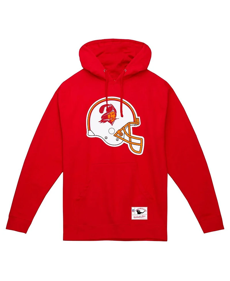 Mitchell & Ness Men's Red Tampa Bay Buccaneers Helmet Logo Vintage Pullover Hoodie