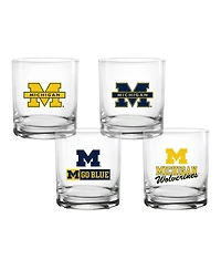 Indigo Falls Michigan Wolverines Collector's 14oz. Rocks Glass, Set of 4
