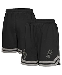 Outerstuff Big Boys and Girls Black San Antonio Spurs Teardrop Fleece Shorts