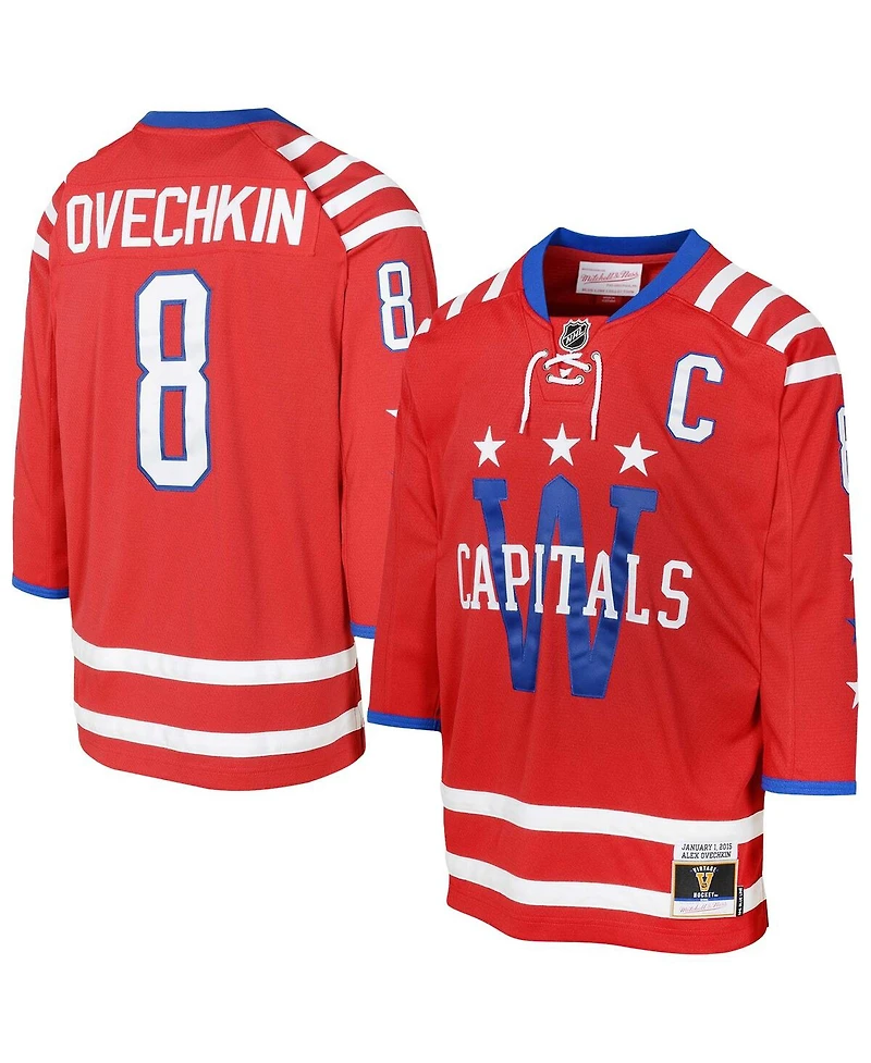 Mitchell & Ness Big Boys and Girls Alexander Ovechkin Red Washington Capitals 2015 Blue Line Player Jersey