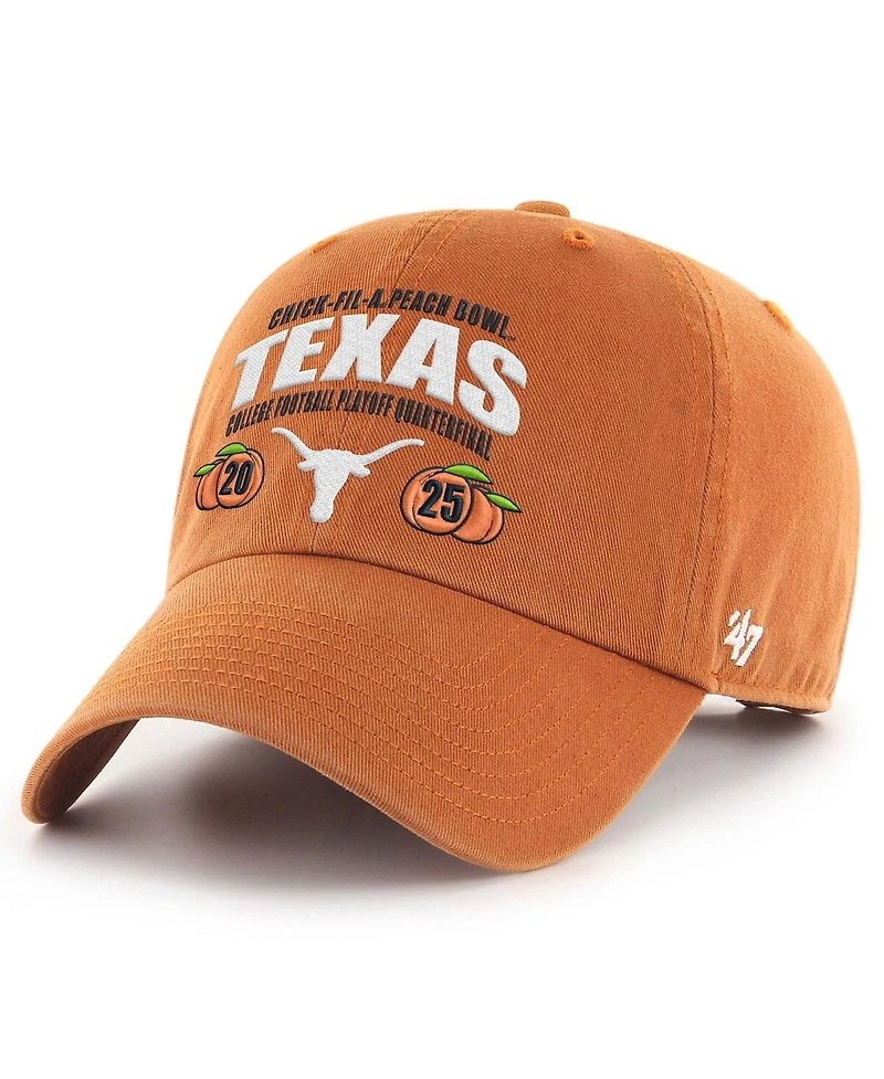 '47 Brand Men's Texas Orange Texas Longhorns College Football Playoff 2025 Peach Bowl Clean Up Adjustable Hat
