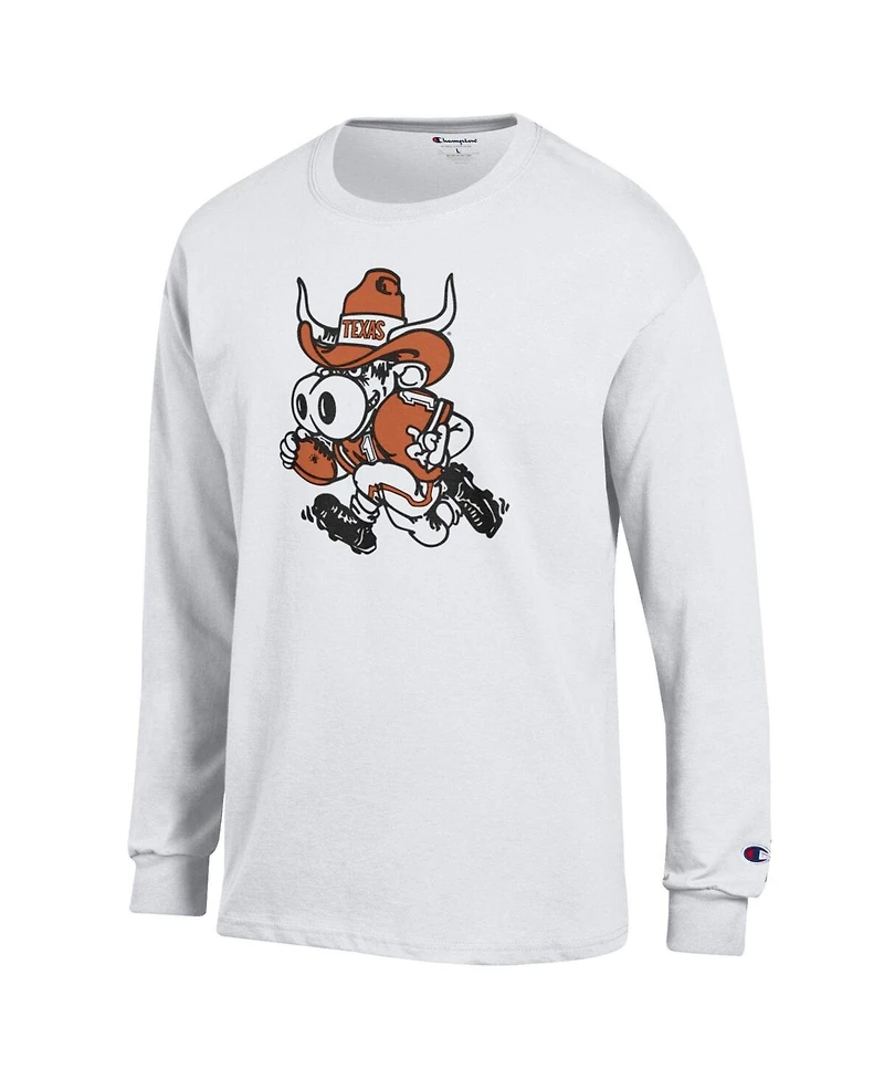 Champion Men's White Texas Longhorns Bevo Long Sleeve T-Shirt