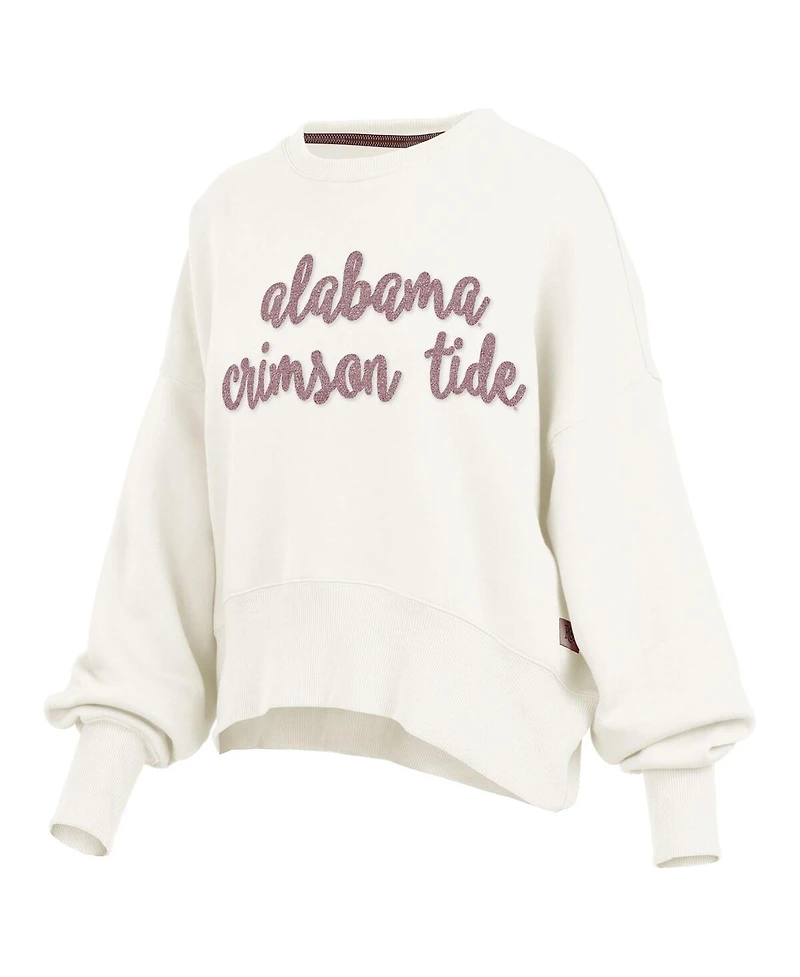 Pressbox Women's Cream Alabama Crimson Tide Chelsea Oversized Pullover Sweatshirt