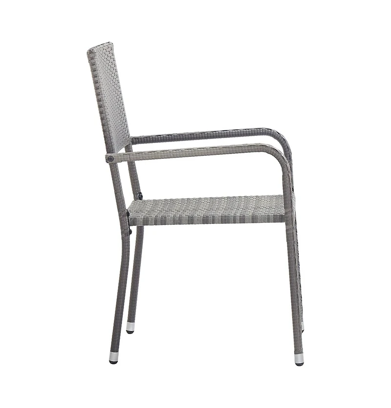 Patio Dining Chairs 4 pcs Stackable Gray Poly Rattan