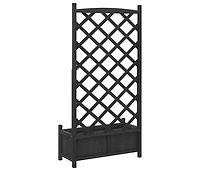 Planter with Trellis Black Solid Wood Fir