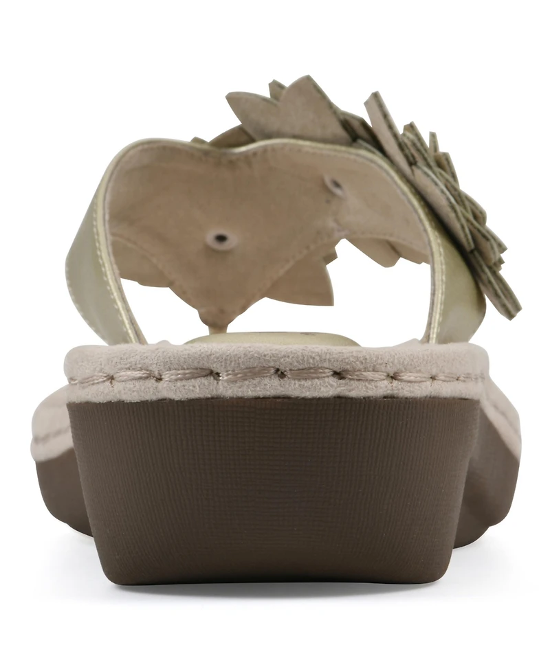 Cliffs by White Mountain Women's Content Floral Wedge Slip-On Sandals