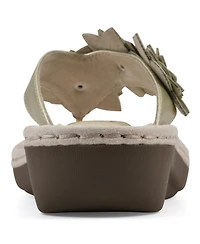 Cliffs by White Mountain Women's Content Floral Wedge Slip-On Sandals