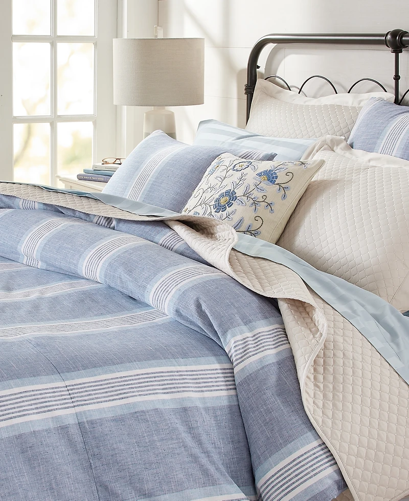 Charter Club Clifton Cotton/Linen Stripe 3-Pc. Comforter Set, King, Exclusively at Macy's