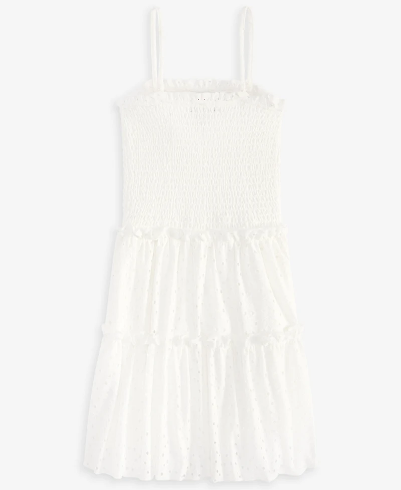 With Jules Big Girl Eyelet Pull On Smocked Bodice Dress