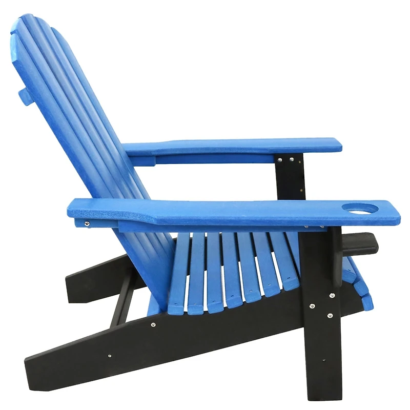 Plastic All-Weather Heavy-Duty Outdoor Adirondack Chair with Drink Holder