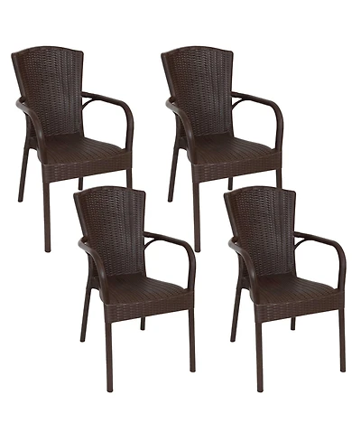 Faux Wood Design Plastic All-Weather Commercial-Grade Segesta Indoor/Outdoor Patio Dining Chair
