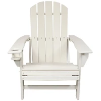 Adirondack Chair with Cup Holder - Outdoor All-Weather Adirondack Chair for the Fire Pit, Patio, Campsite, or Yard - 300-Pound Capacity - White