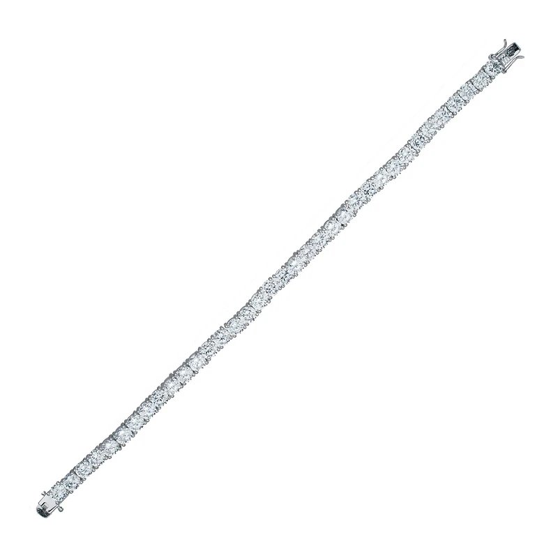 Sterling Silver White Gold Plated with 5mm Round Prong Set Cubic Zirconia Tennis Bracelet
