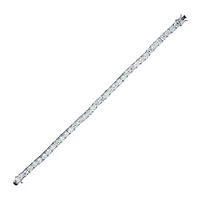 Sterling Silver White Gold Plated with 5mm Round Prong Set Cubic Zirconia Tennis Bracelet