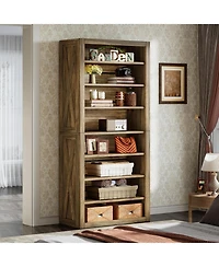 Tribesigns 70.59-Inch Tall Bookshelf Pack of 2, 8-Tier Wooden Bookcase, Large Floor Standing Book Shelf Organizer, Farmhouse Open Etagere Bookcase for