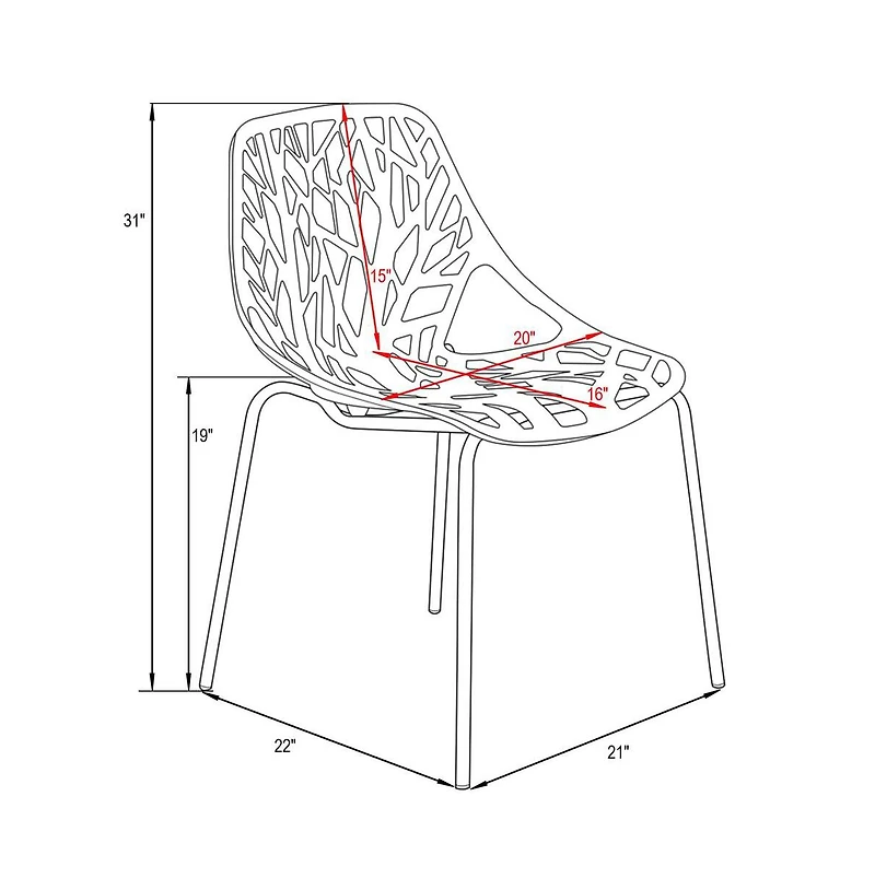 LeisureMod Modern Asbury Dining Chair w/ Chromed Legs