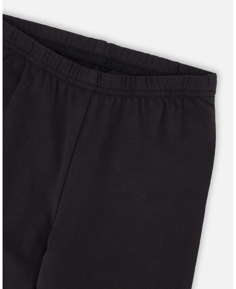 Deux par Deux Big Girls Organic Cotton Capri Legging Black And Small Flower