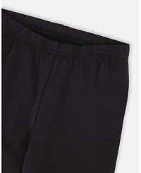 Deux par Deux Big Girls Organic Cotton Capri Legging Black And Small Flower
