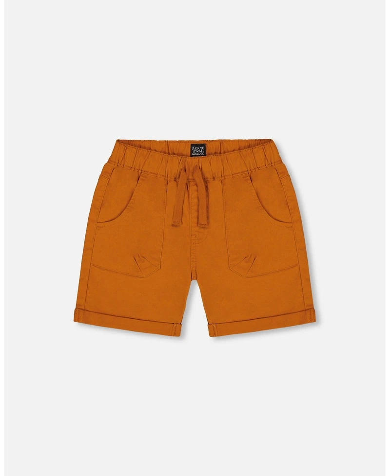 Deux par Deux Toddler Boys Stretch Twill Short Vibrant Orange - Toddler|Child