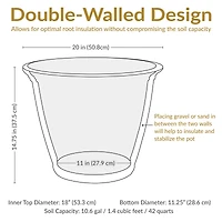 Indoor/Outdoor Patio, Garden, or Porch Weather-Resistant Franklin Flower Pot Planter - 20"