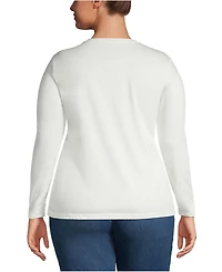 Lands' End Plus Relaxed Supima Cotton Long Sleeve Crew Neck T-Shirt